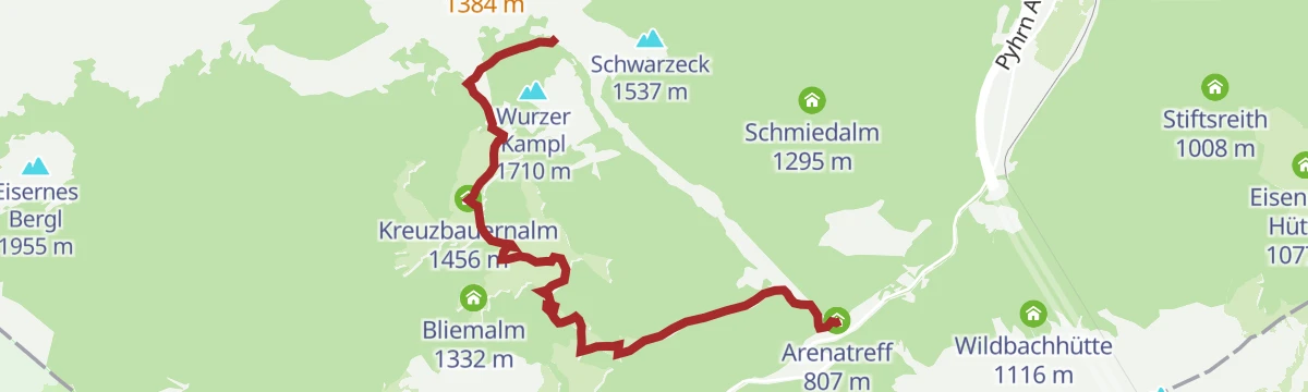 Route map: Gammeringalmen von der Wurzeralm Bergstation zur Talstation